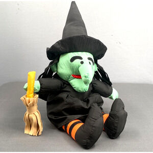 Vintage 90s Halloween Witch 22" International Silver Co Nylon Plush Stuffed Toy
